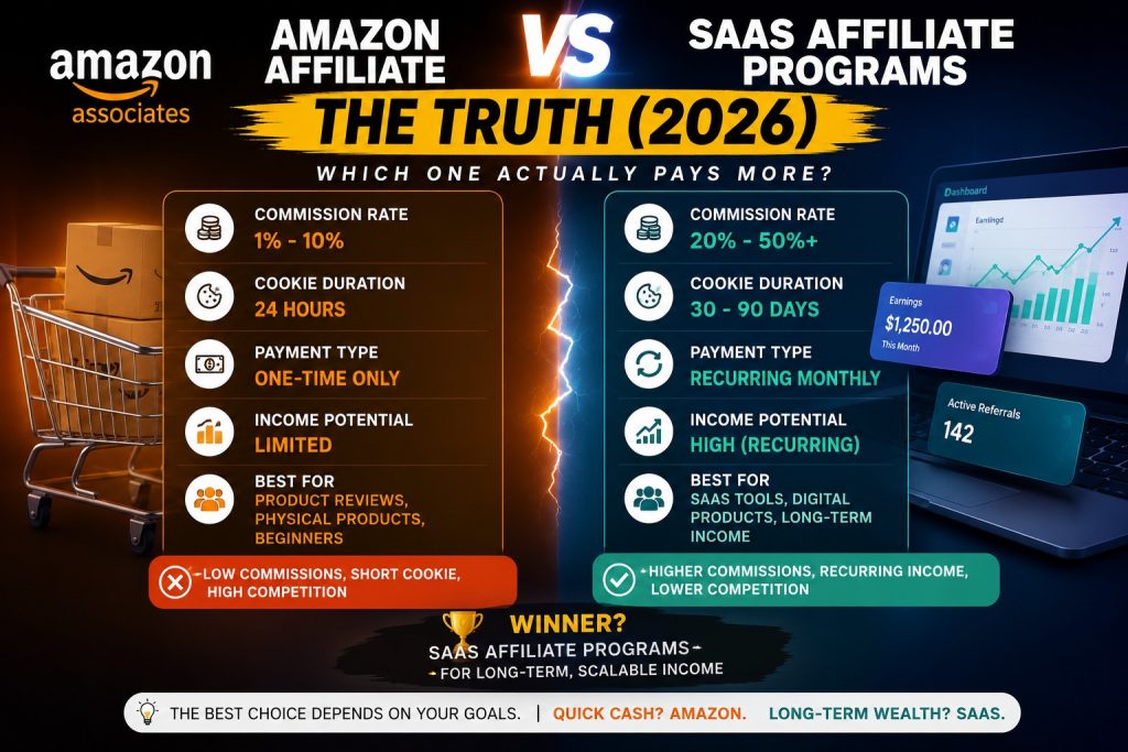 Amazon Affiliate vs SaaS Affiliate Programs